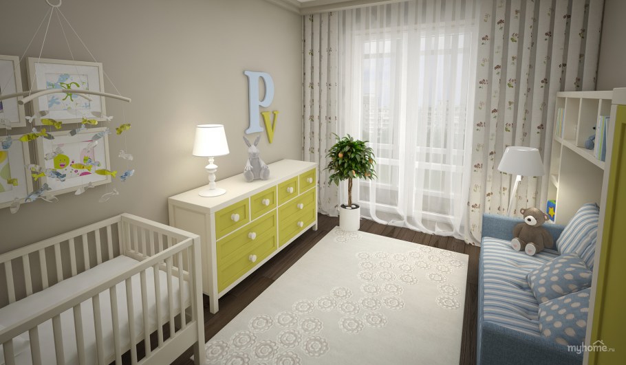 Планировка комнаты с детской кроваткой