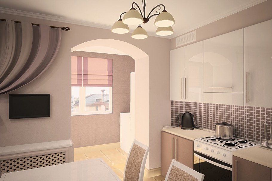 Узкая гостиная с балконом