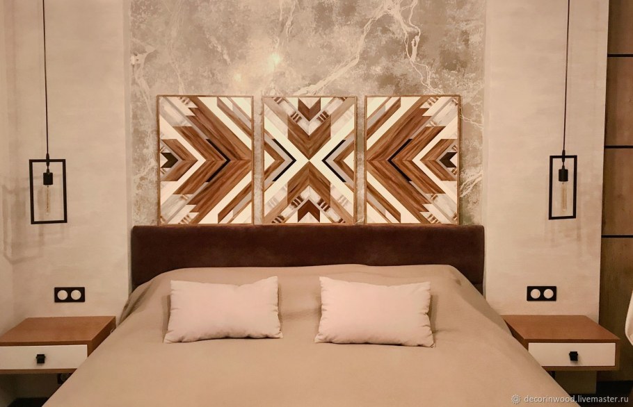 Деревянные панели в спальне