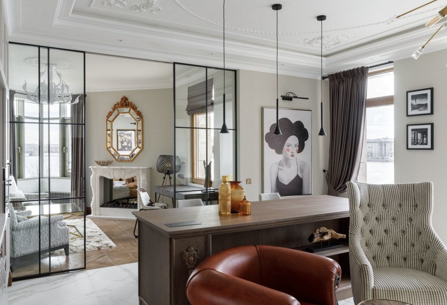 Спальня в Москоу Сити панорамные окна