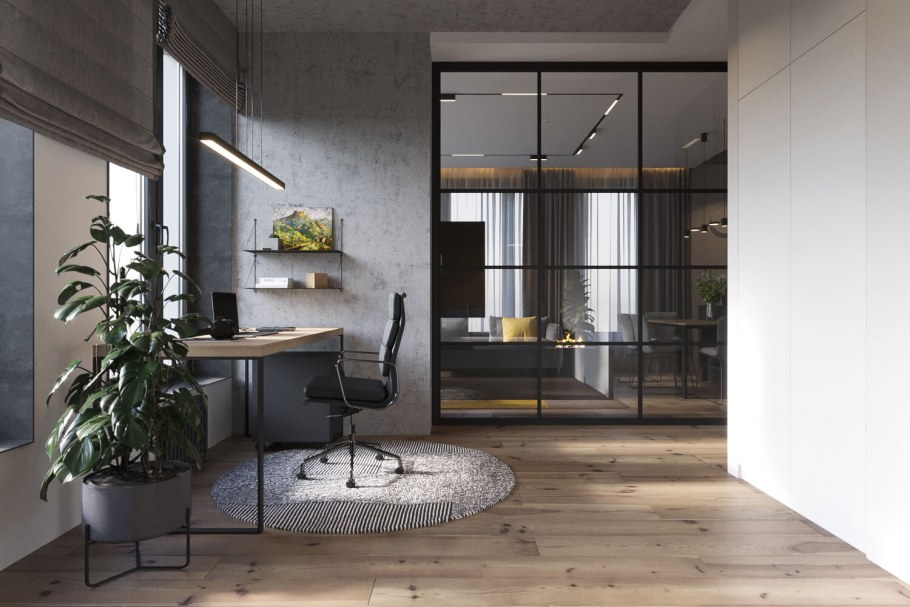 Полукруглая гостиная с панорамными окнами