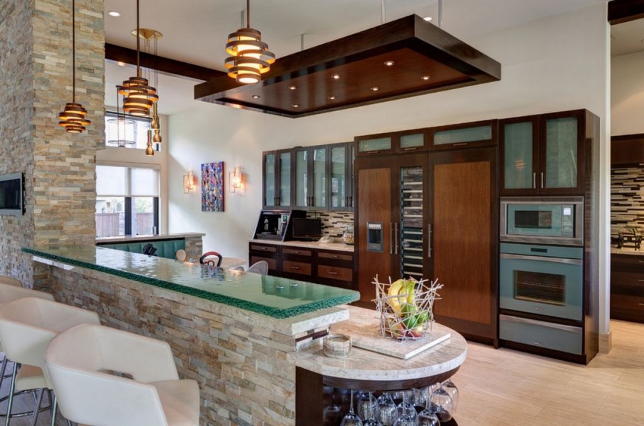 Остров на кухне с барной стойкой