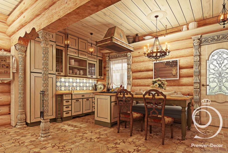 Оцилиндровочный дом в стиле Кантри и Прованс