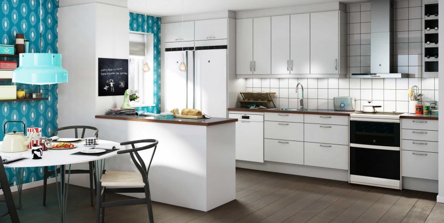 Прямая кухня в скандинавском морском стиле