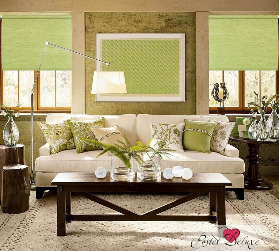 Интерьер зелёный экостиль