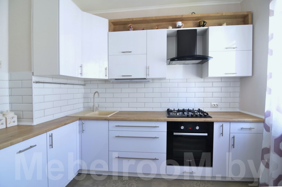 Столешница вяз кухонный гарнитур белый глянец