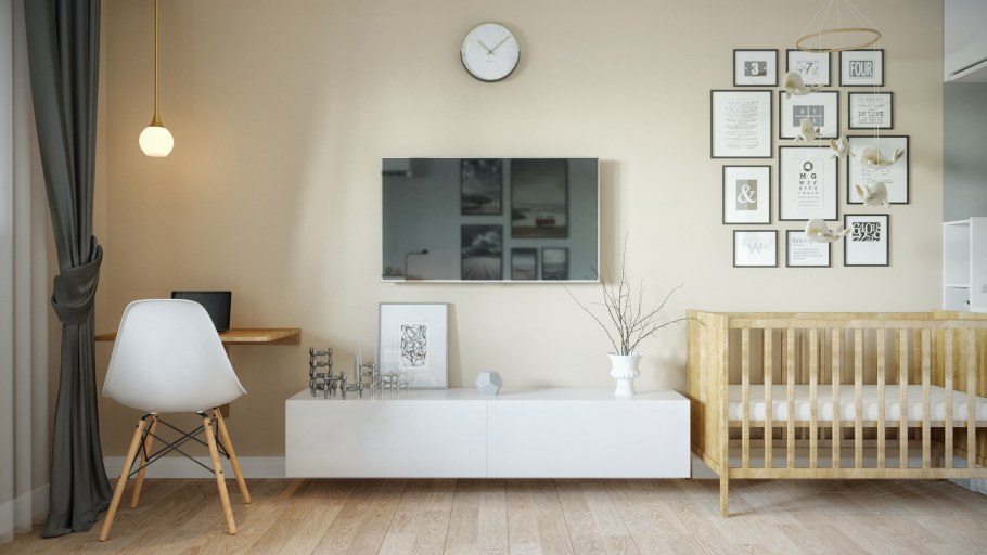 Скандинавский дизайн квартиры фронтально близко