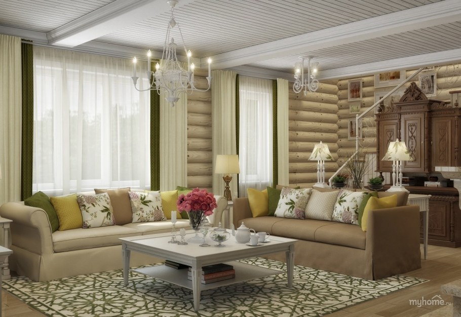 Интерьер загородной гостиной