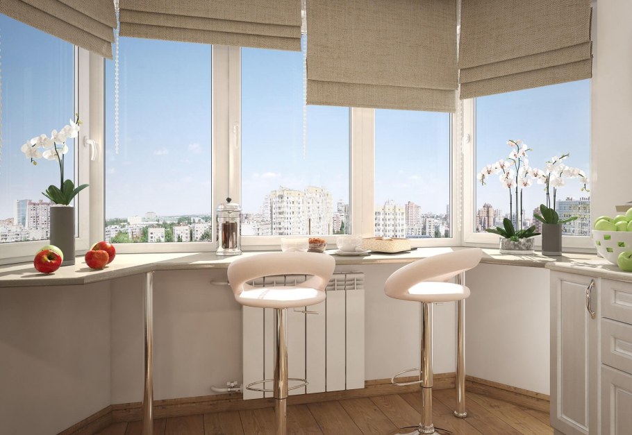 Гостиная кабинет с эркером