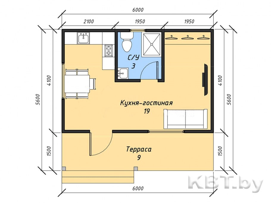 Дачный дом 30м2 планировка