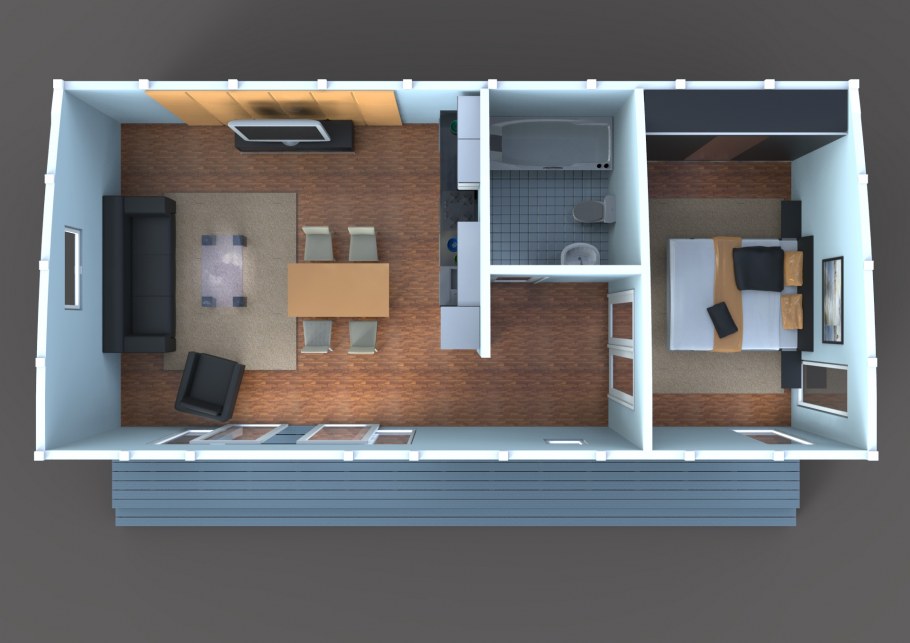 Квадратная планировка малогабаритной дачи