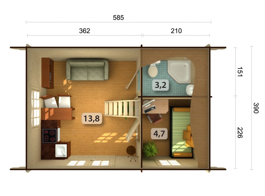 Тини Хаус планировки 3х6