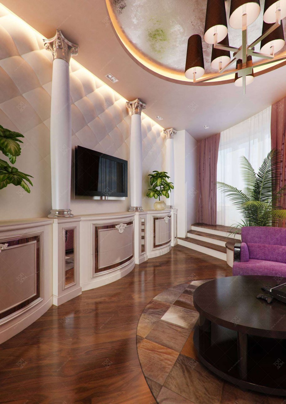 Молдинги в интерьере гостиной