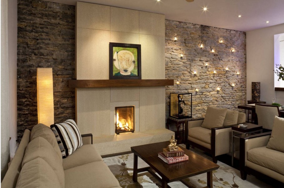 Декоративные панели в интерьере гостиной