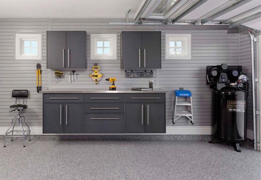 Гараж интерьер серый