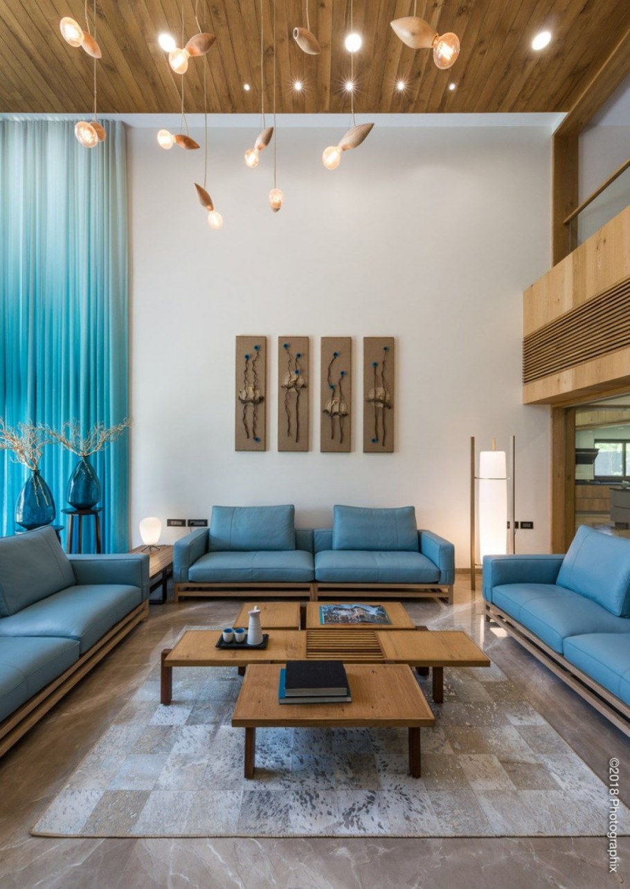 Необычное освещение гостиной