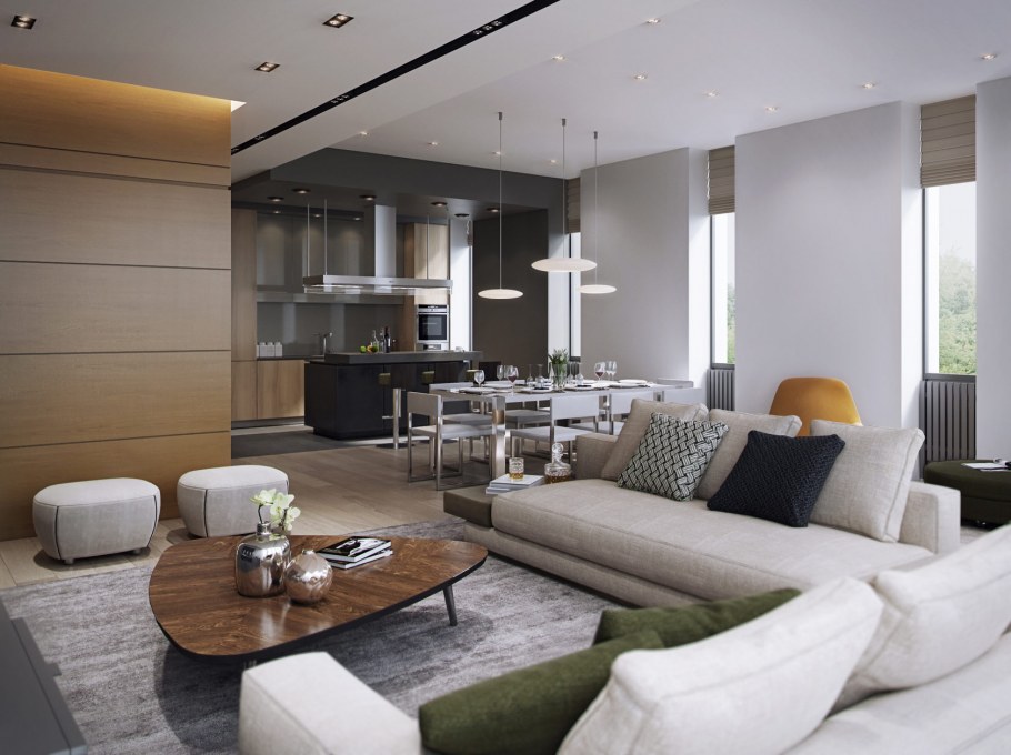 Шикарные кухни гостиные в современном стиле