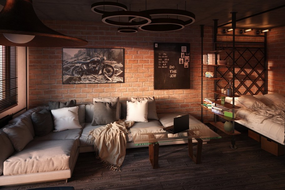 Комната отдыха в стиле лофт
