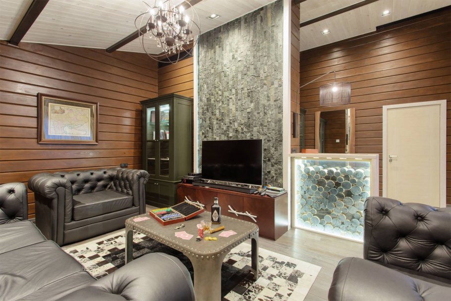 Отделка комнаты отдыха деревом