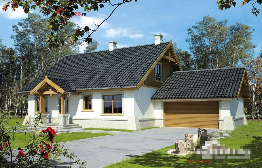 Дом с мансардой и террасой в европейском стиле