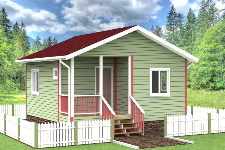 Дачный дом одноэтажный каркасный