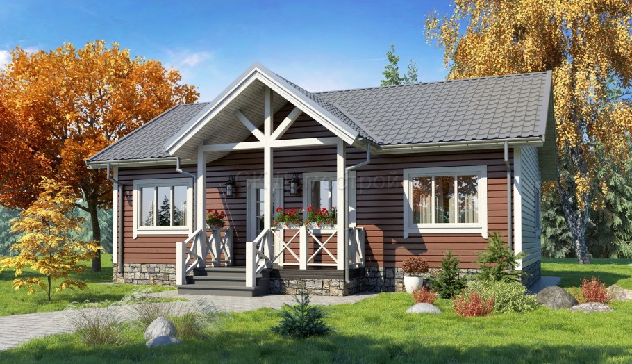 Дачный домик 6х6 одноэтажный каркасный