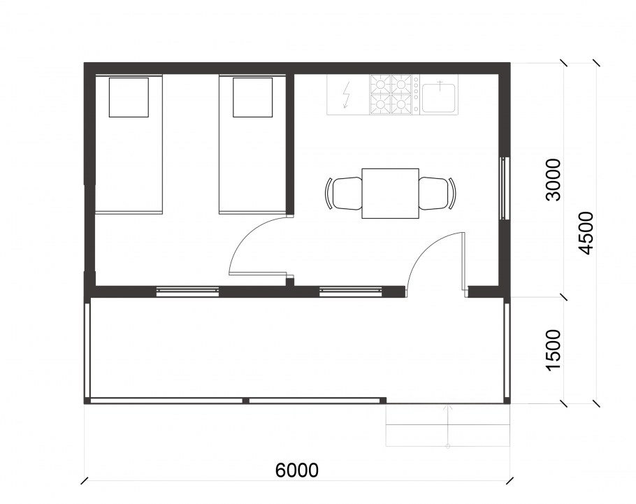 Дачный домик 6х6 одноэтажный каркасный