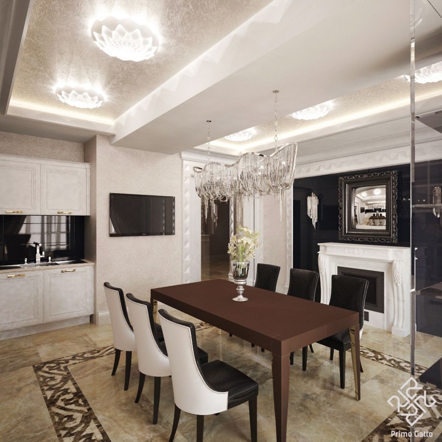 Кухня с островом арт деко