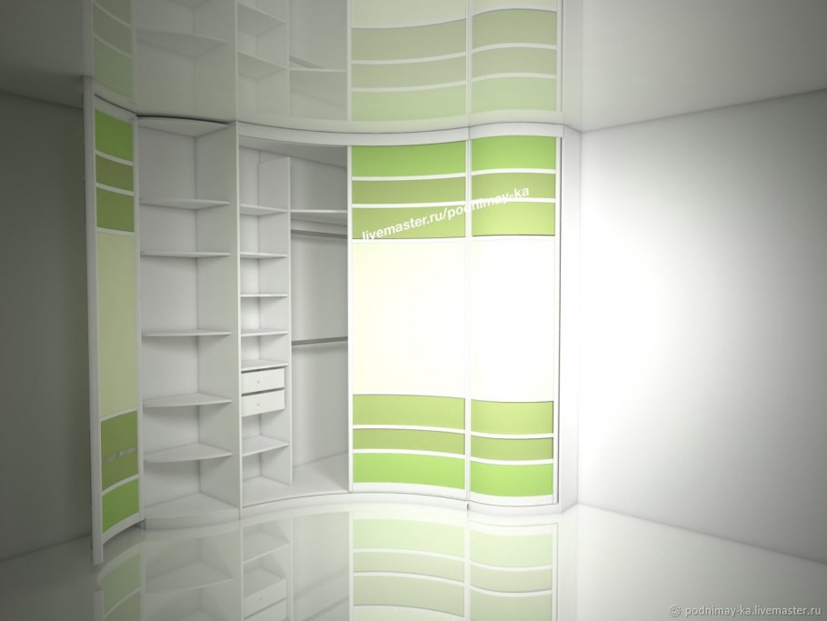 Беспрофильный радиусный шкаф Сascade r78