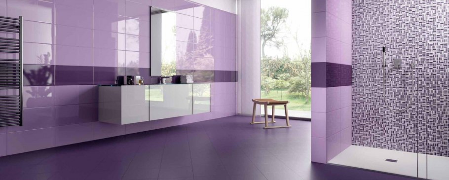 Итальянская плитка для ванной фиолетовая