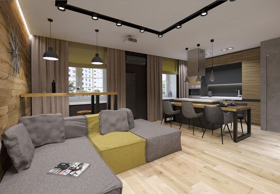 Кухня-гостиная 30 кв в частном доме