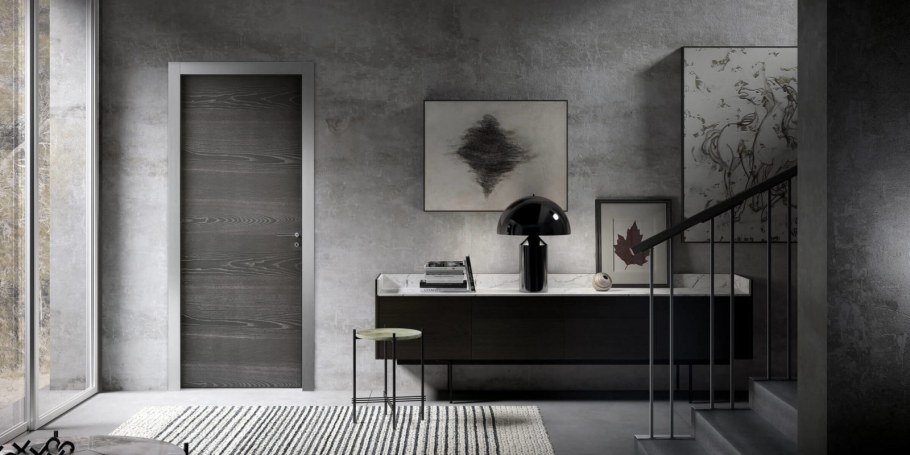 Двери под бетон в интерьере