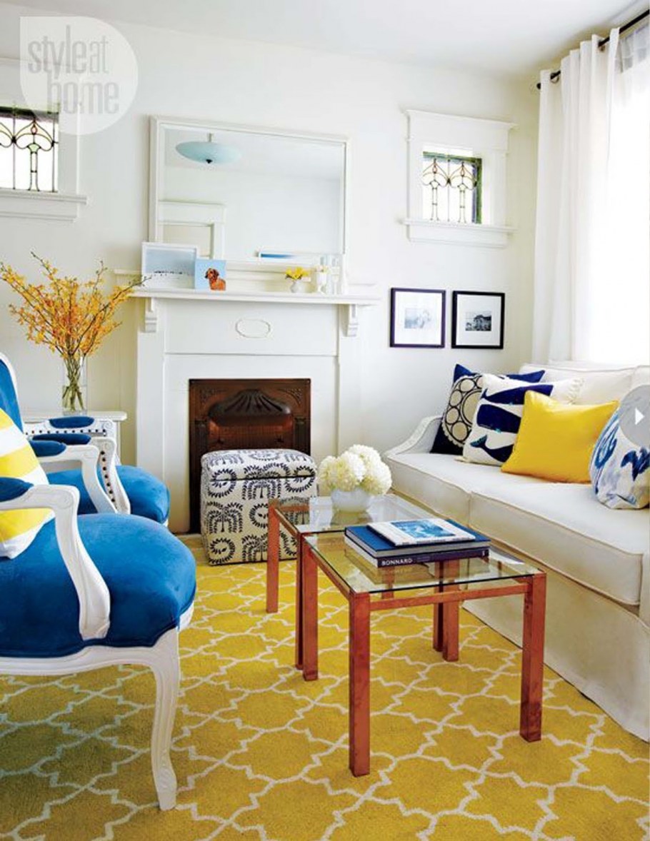Голубой и желтый в интерьере