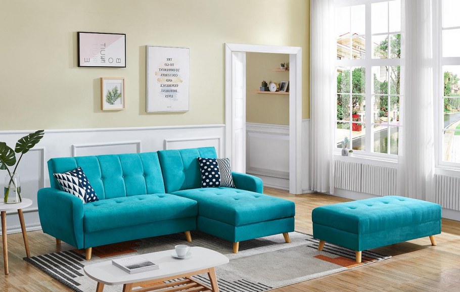 Диван угловой бирюзовый