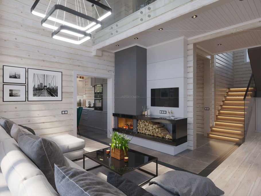 Дом из клееного бруса в скандинавском стиле