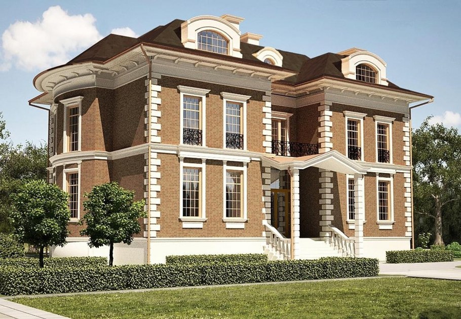 Фасад коттеджа в классическом стиле