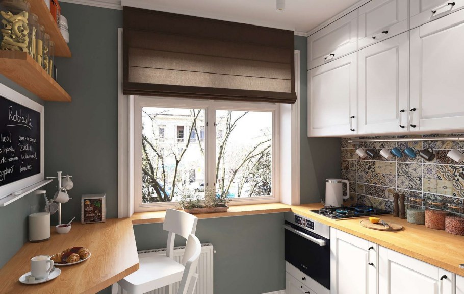 Интерьер маленькой кухни