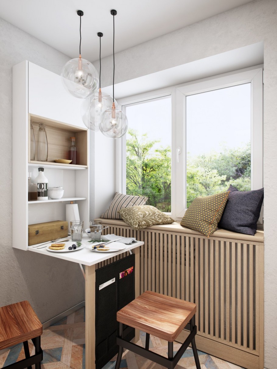 Интерьер очень маленькой кухни