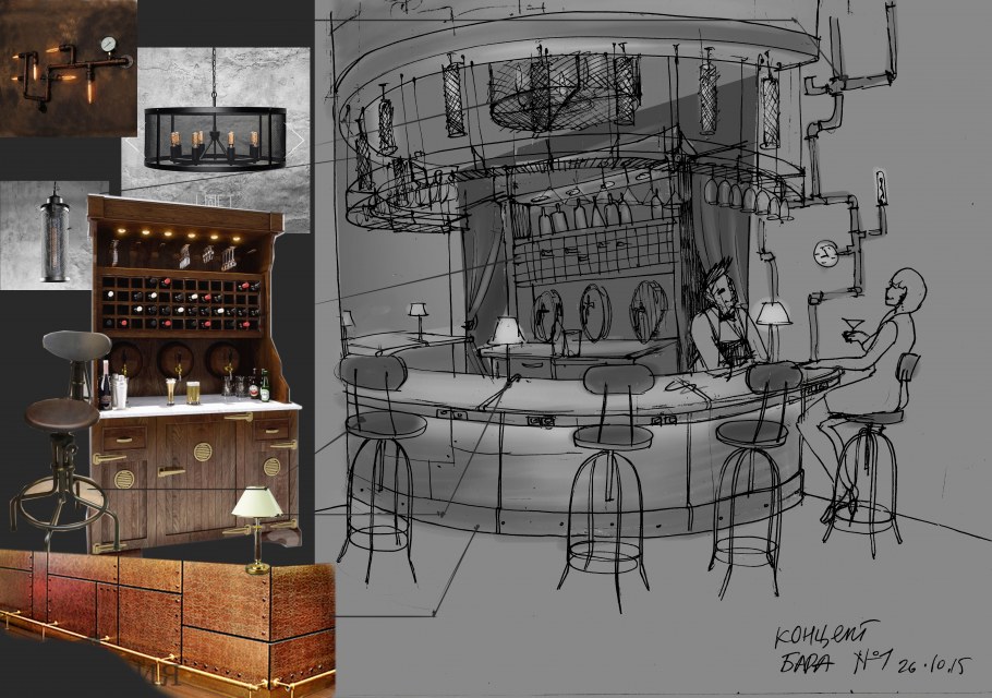 Деревянная барная стойка лофт