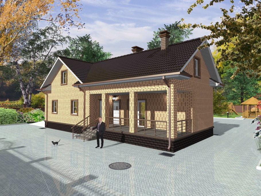 Баня с гаражом и террасой