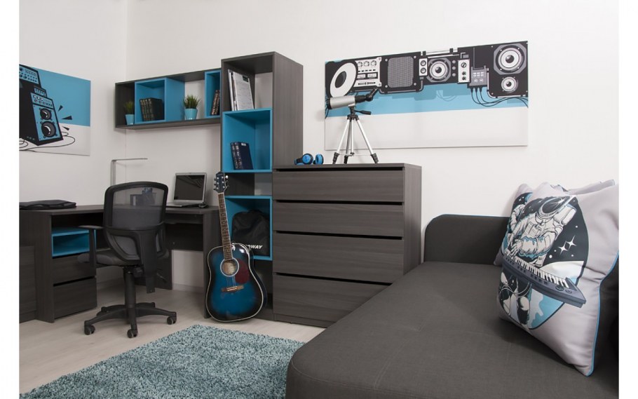 Комната в синих тонах для подростка