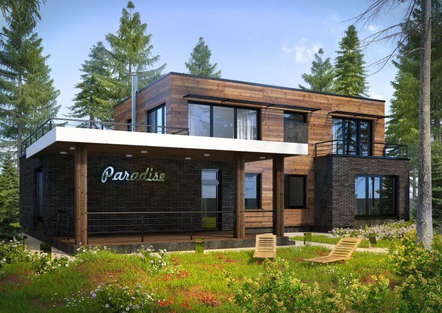 Фасад здания в стиле лофт