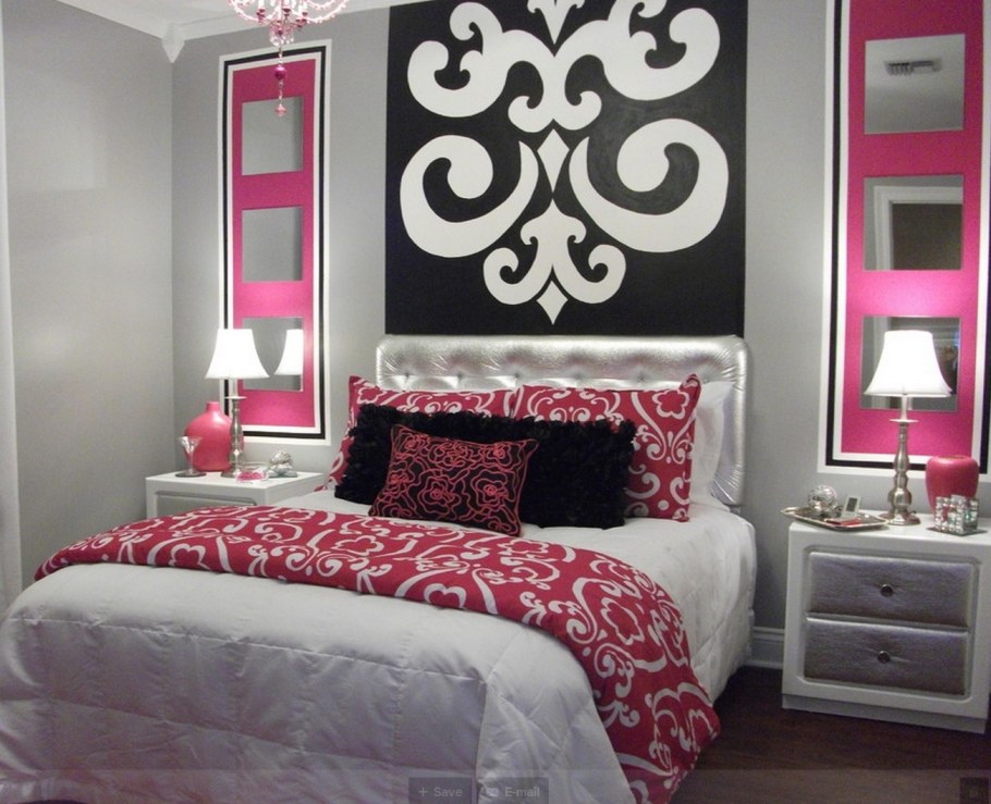 Спальня в черно розовых тонах