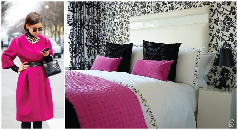 Интерьер в розово белых черных тонах