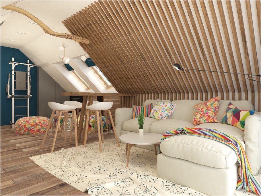 Интерьер мансарды