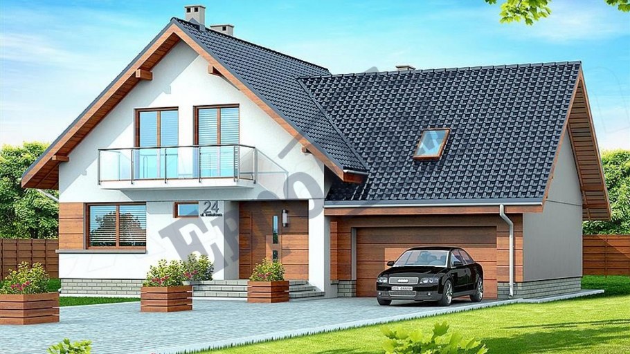 Дом с мансардой и террасой и гаражом 150м2