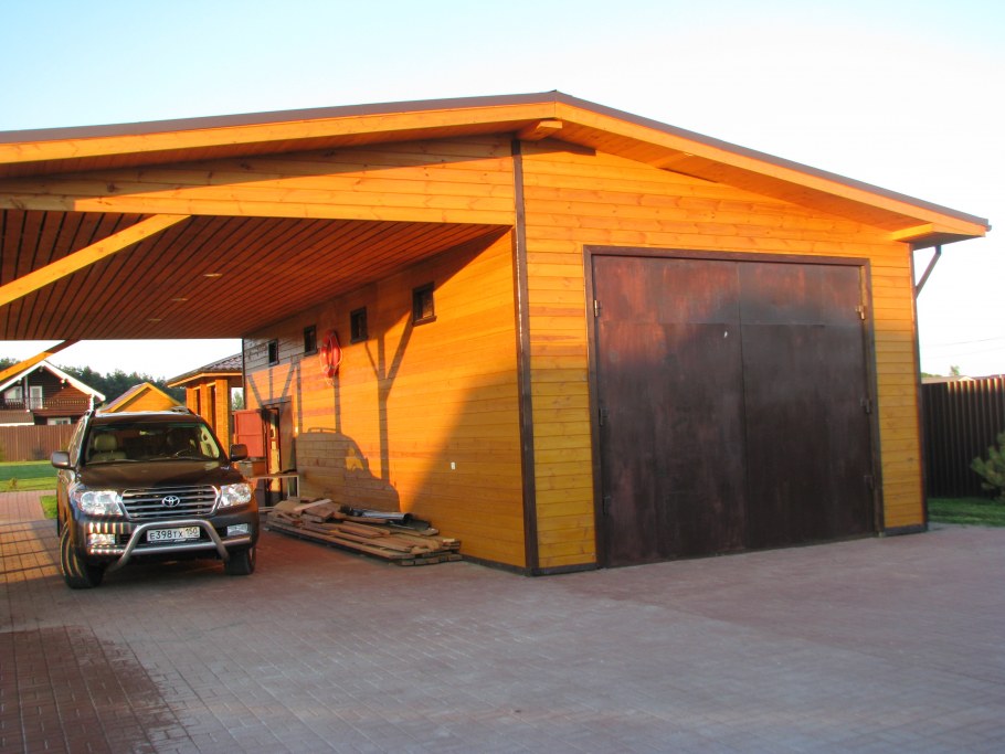 Гараж с баней и навесом