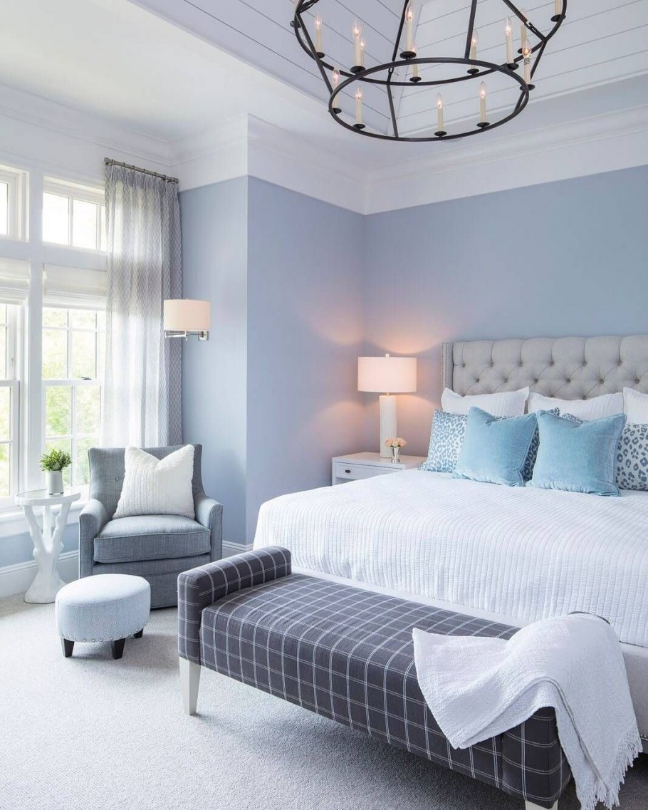 Серо голубая палитра в интерьере