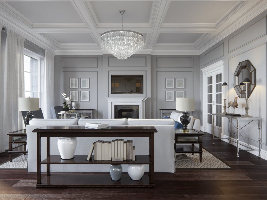 Кессонные потолки в интерьере Неоклассика