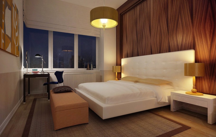 Спальня в классическом стиле в голубых тонах